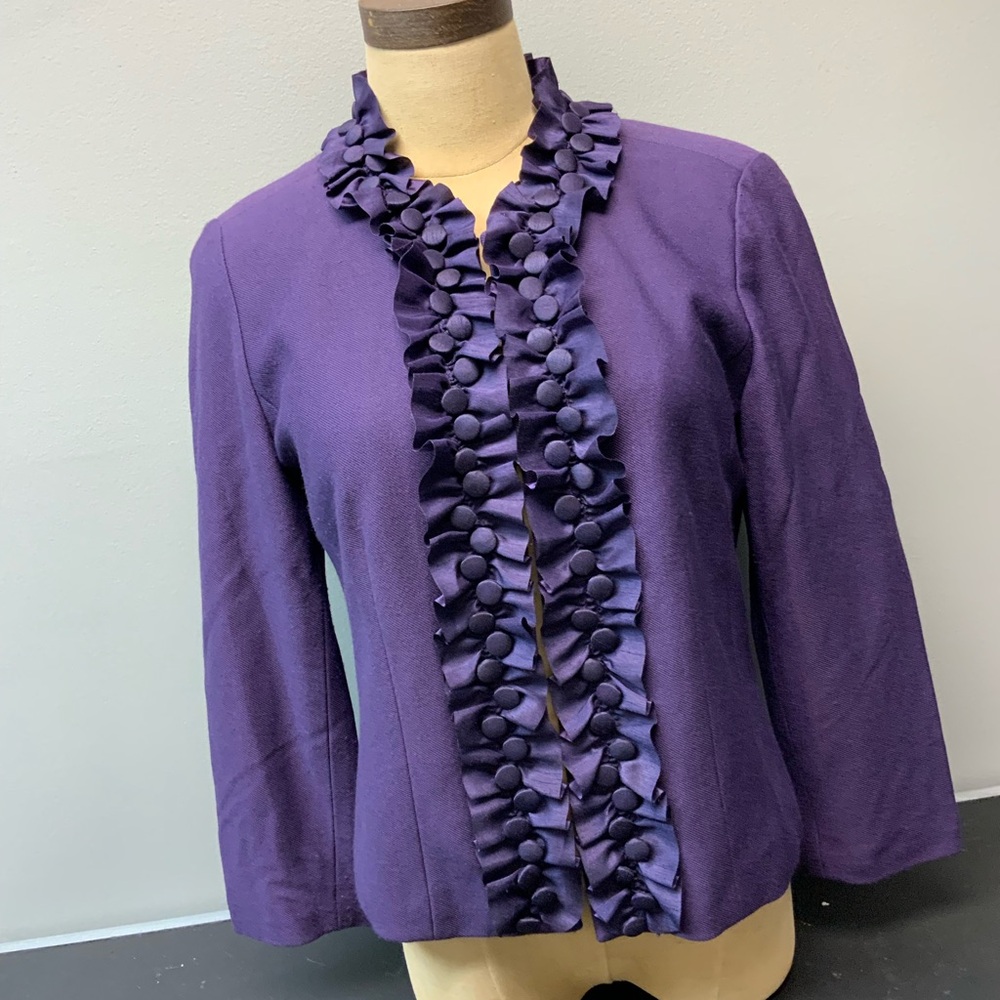Purple Ruffled Women's Jacket - Picture 2 of 8